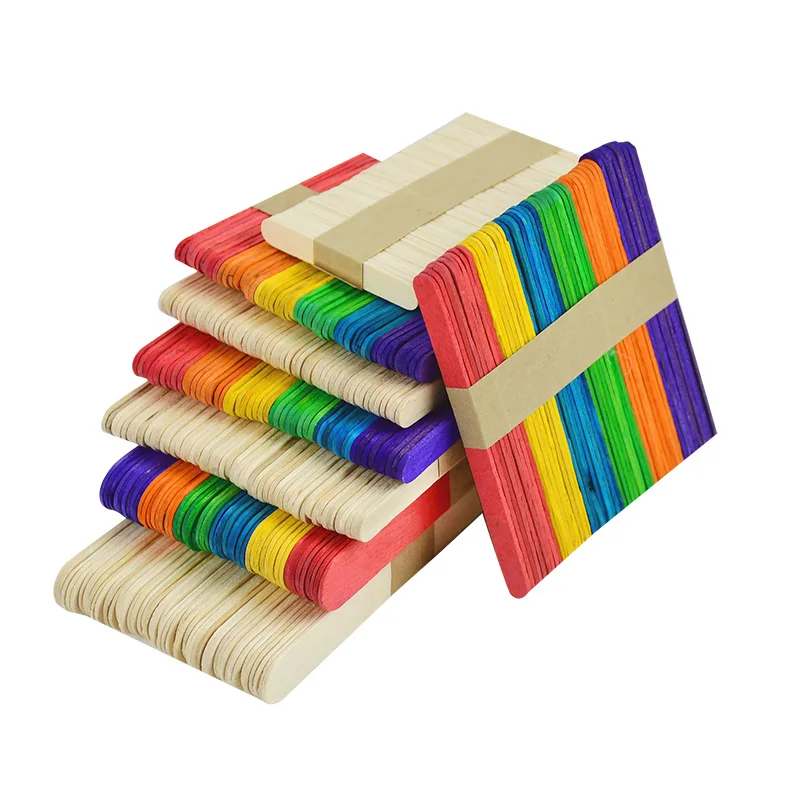 

50pcs/lot Multicolor Wooden Ice Cream Sticks Popsicle Sticks Handmade DIY Insert Toys Craft Kids Handwork Art Toys Accessories