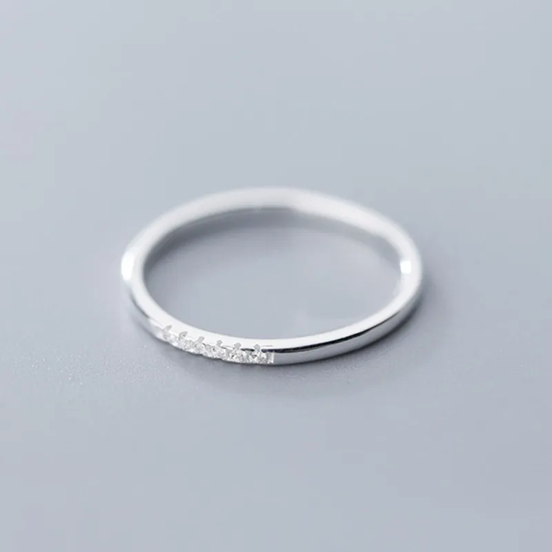 

INZATT Real 925 Sterling Silver Zircon Geometric Round Ring For Fashion Women Fine Jewelry Minimalist Cute Accessories 2020 Gift
