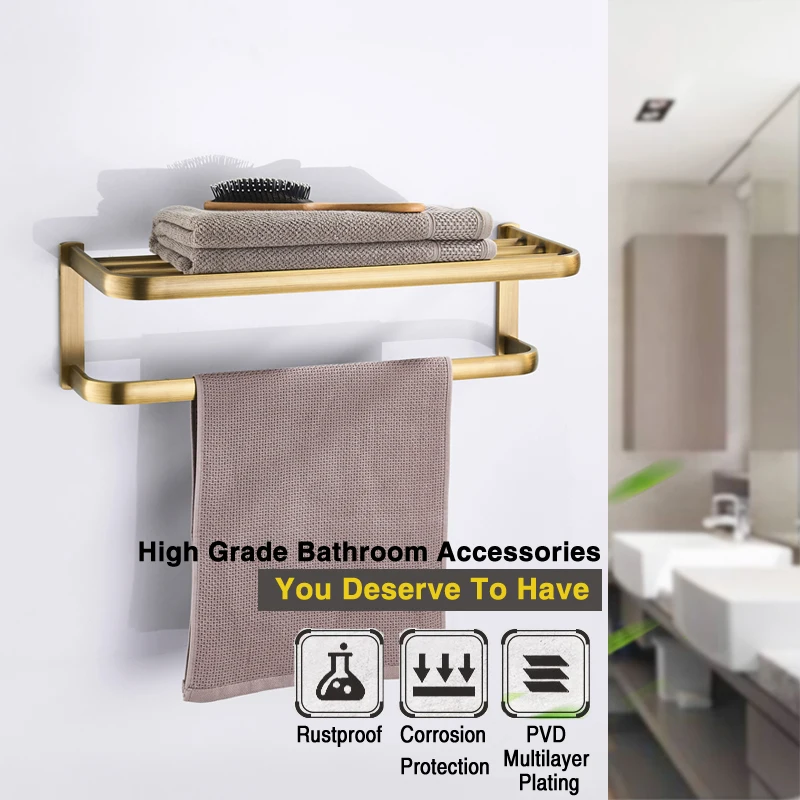 bronze bathroom accessories set antique double towel shelf rail toilet brush holder wc paper holders robe hook ceramic cup rack free global shipping