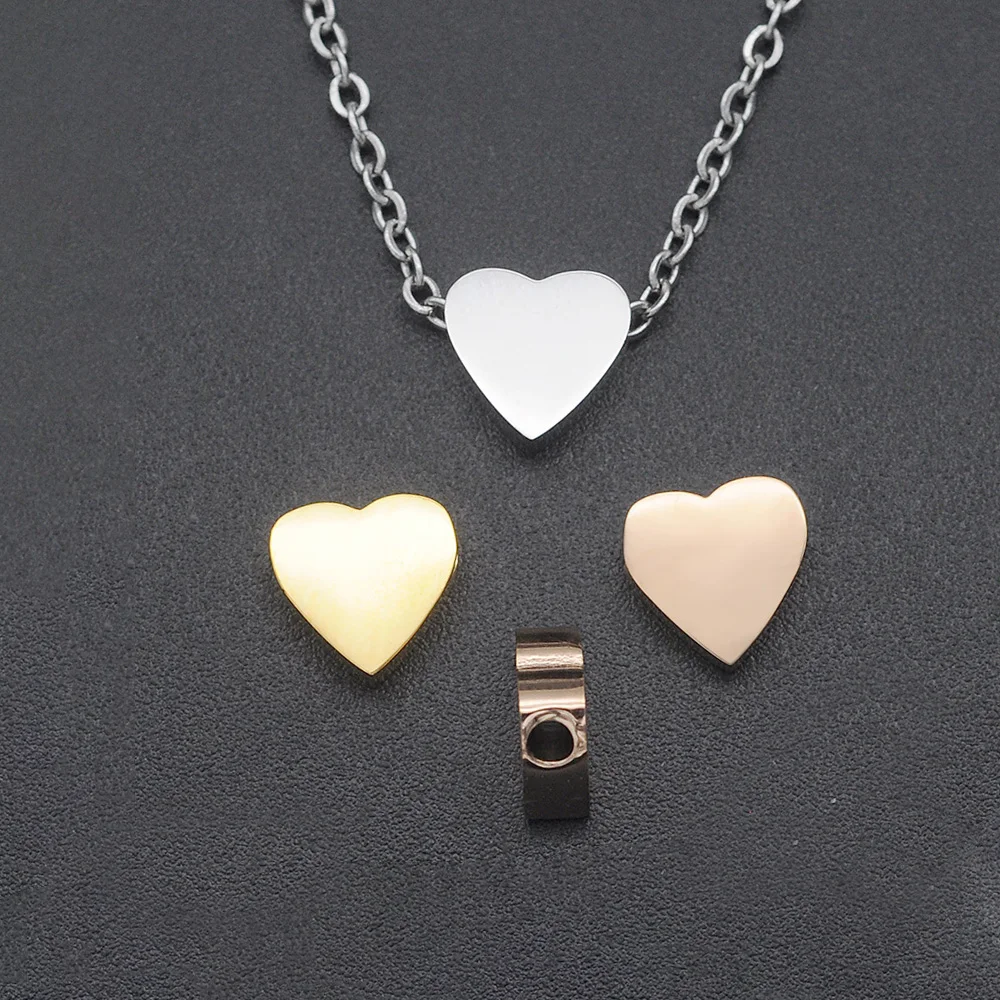 OEM Order Accepted: Set of 5 Heart Beads for DIY Jewelry Making, Never Fade, 100% Stainless Steel Material image 2