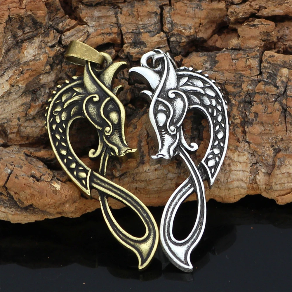 Мужские скандинавские ожерелья с головой дракона в стиле панк-викингов |