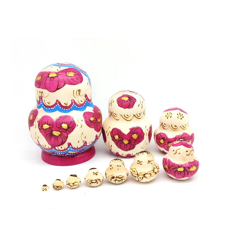 10 шт. деревянная русская ручная роспись Матрешка вабушка подарок Прямая