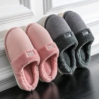 winter hot sale women home slippers indoor outdoor platform shoes thicken fur lined warm slides ladies concise cotton slippers