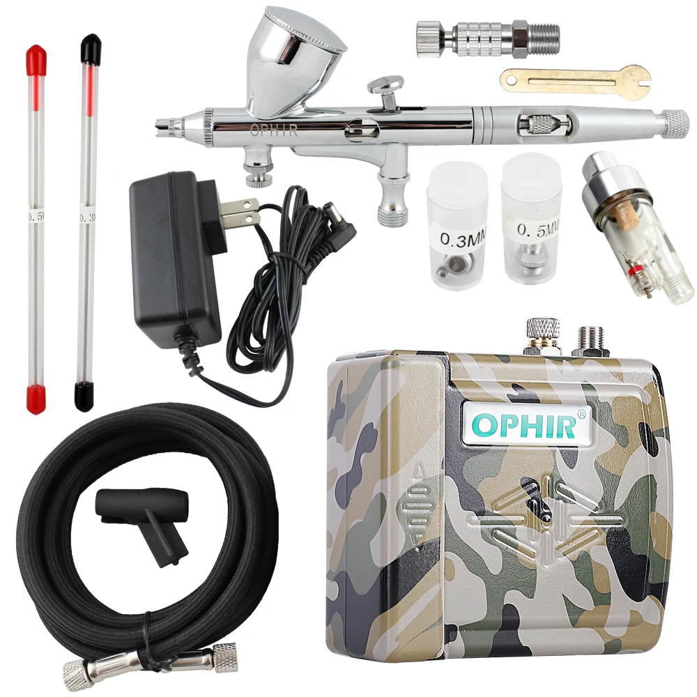Комплект мини компрессора для нейл арта/торта OPHIR 12 В комплект аэрографа двойного