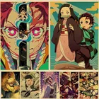 Постер убийца демонов: Kimetsu no Yaiba Kamado Tanjirou Agatsuma Zenitsu, Новые постеры, домашний декор для комнаты, художественные аниме наклейки на стену
