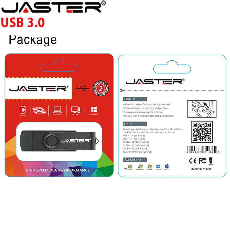Металлический OTG USB флеш накопитель JASTER 4 ГБ 8 16 32 64 ГБ|USB флэш-накопители| |