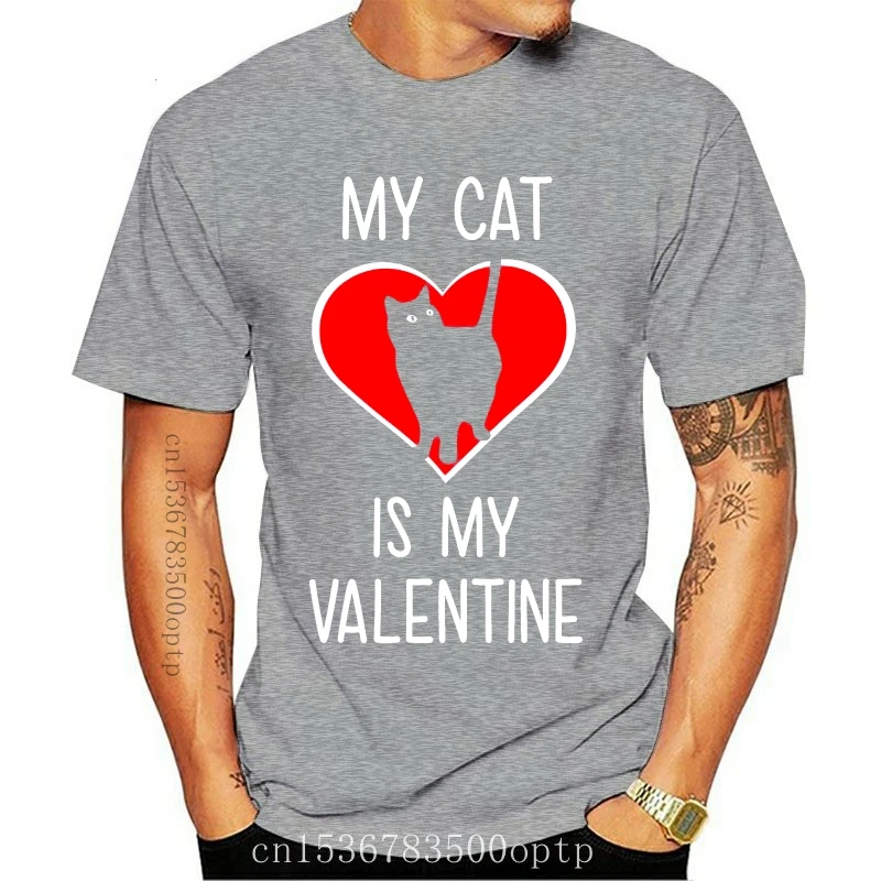 

New My Cat Is My Valentine Valentine's Gift for Cat Lover T-Shirt Funny