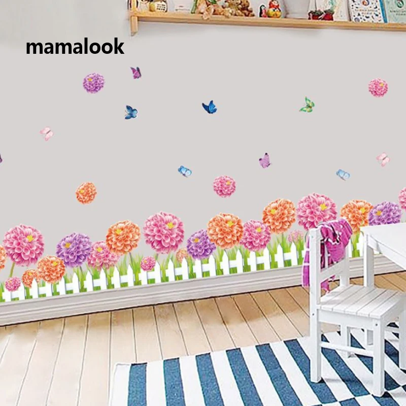 

Dahlia Baseboard Corridor Entrance Wall Corner Border Decoration PVC Self-adhesive Wall Sticker Decorative Sticker