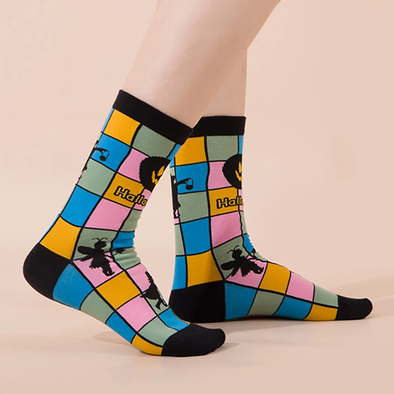 Мужские носки на Хэллоуин Осень-зима индивидуальные хлопковые вязаные