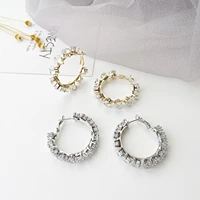 fashion luxury korean charm women rhinestone earring 2021 exquisite cz crystal gold plated earring elegant women wedding jewelry