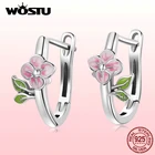 Женские серьги-гвоздики WOSTU из стерлингового серебра 925 пробы с цветами и цветком вишни, модные серебряные ювелирные изделия в подарок FIE1287