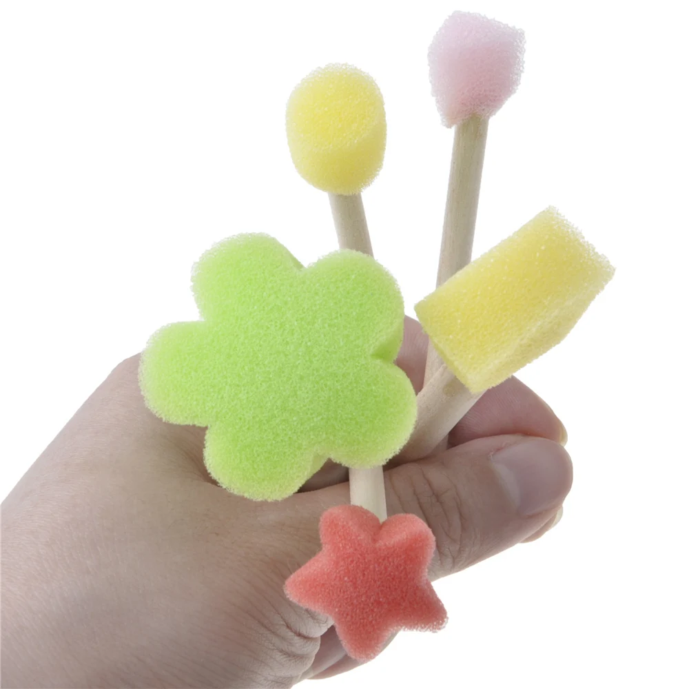 

5pcs DIY Wooden Handle Sponge Brush Set For Kids Educational Toy Painting Brushes Drawing Graffiti Tools