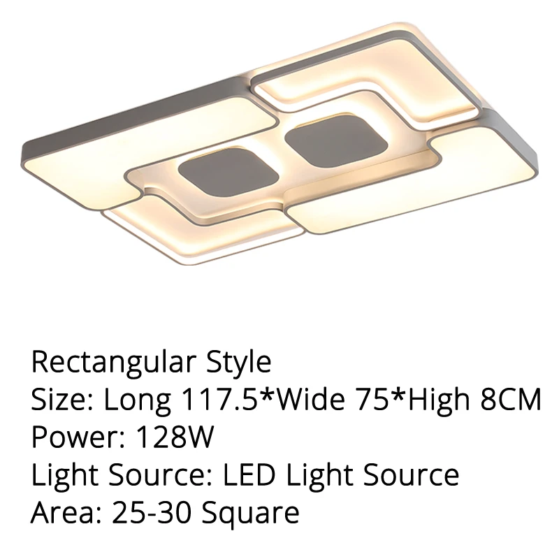 LED ceiling lights White/Grey body Modern living room for bedroom support 110V and 220V Remote control led lamps - Цвет корпуса: 117x75x8cm 128w