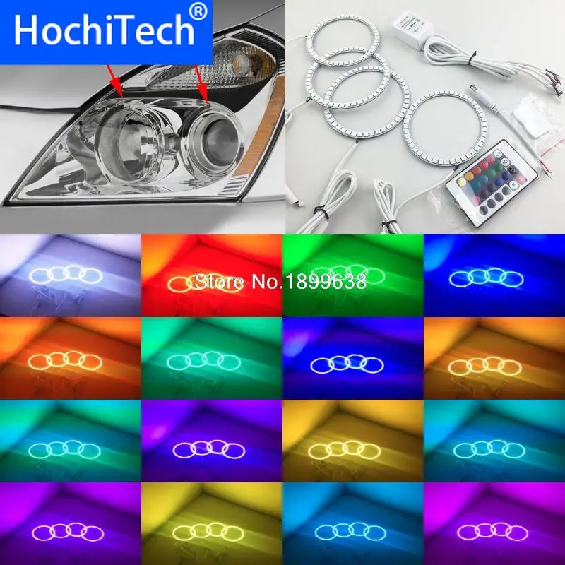 Супер яркий цвет 7 RGB комплект светодиодов глаза ангела с Дистанционный пульт