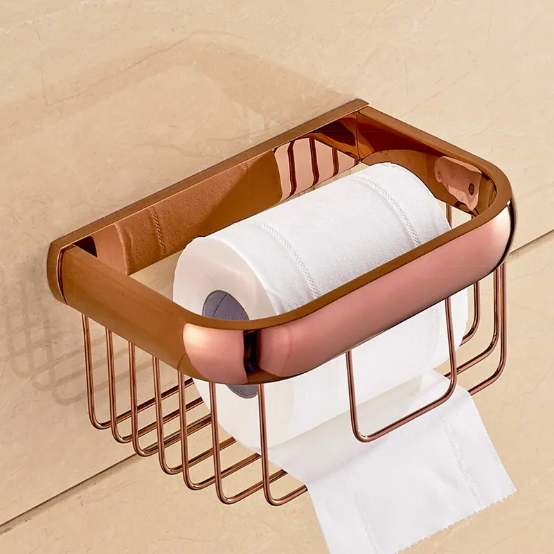 Storage Basket Розовое золото, латунные Квадратные аксессуары для ванной комнаты, вешалка для полотенец, держатель для туалетной бумаги, держатель для зубной щетки, аксессуары для ванной комнаты Kxz010 - Цвет: Storage Basket