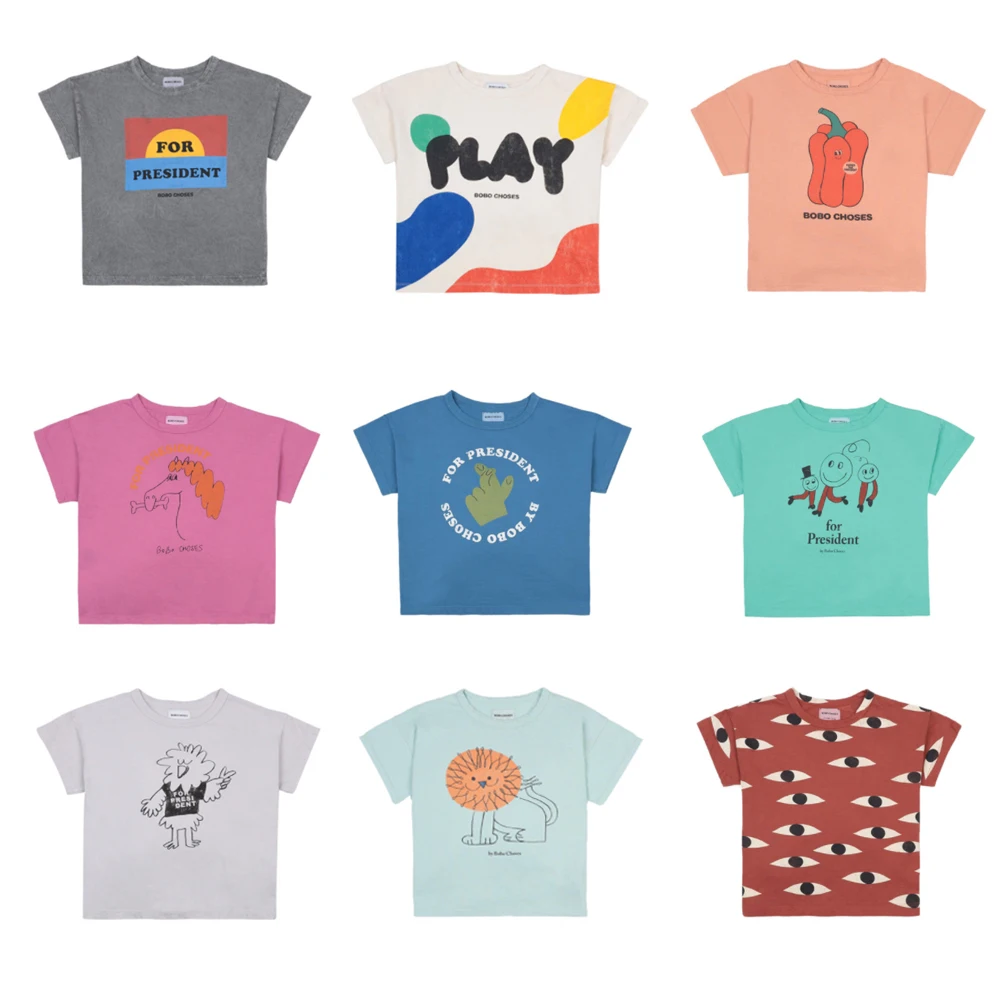Детские футболки Новинка лета 2021 Марка Bobo модные хлопковые топы для младенцев
