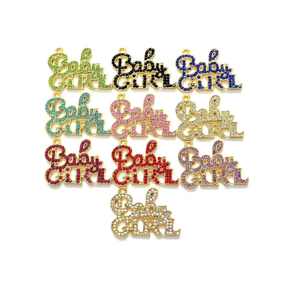 

10pcs Letter Baby Girl Charms Colorful Rhinestone For Women DIY Jewelry Accessories