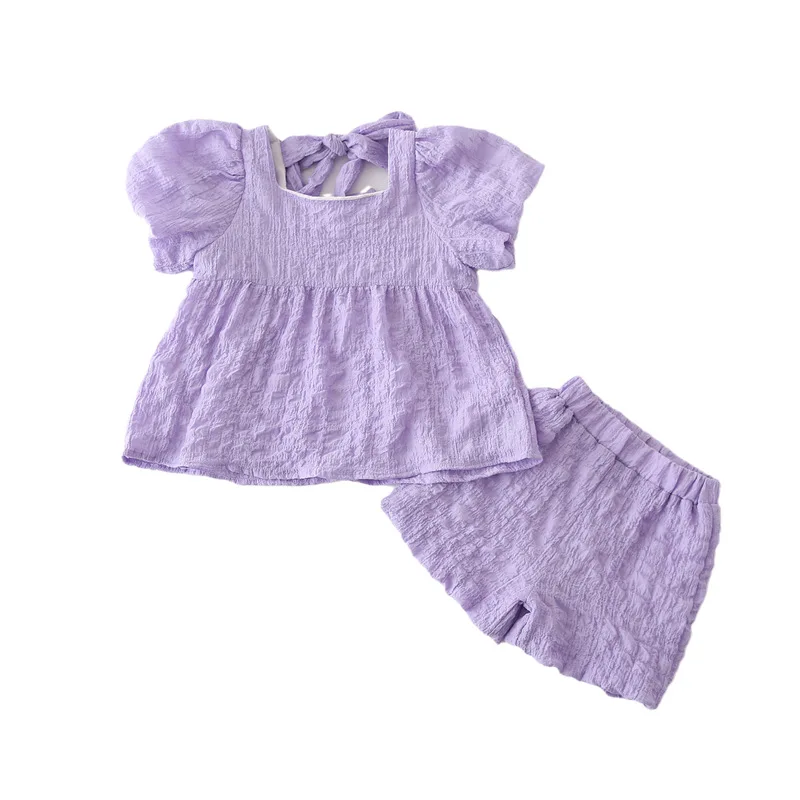 

2021 Summer Parent-child Set Girls Square Neck Short Sleeve Two-piece Suit Mommy And Daughter Matching Clothes