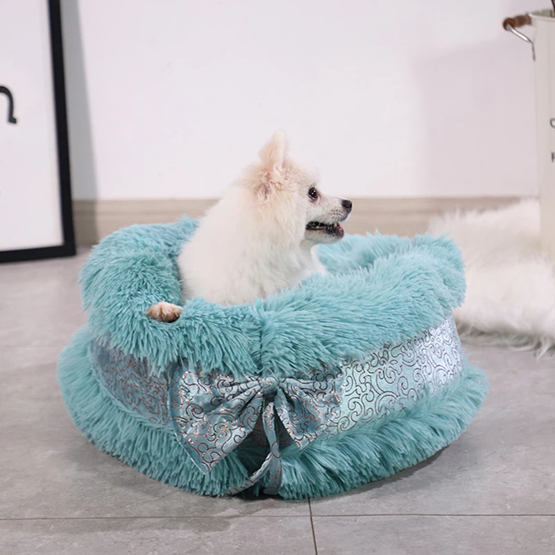 

Pet Plush Cat Round Warm Soft Winter Dog Bed Sofa Round Plush Mat For Dogs Large Labradors Cat House Pet Bed