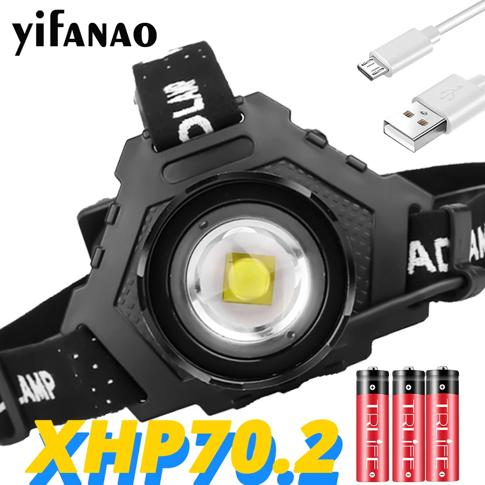 

Super Bright Headlight XHP90 Led Headlamp Waterproof USB Rechargeable XHP70 XHP50 Lanterna Power Bank 18650 Head Lamp Torch