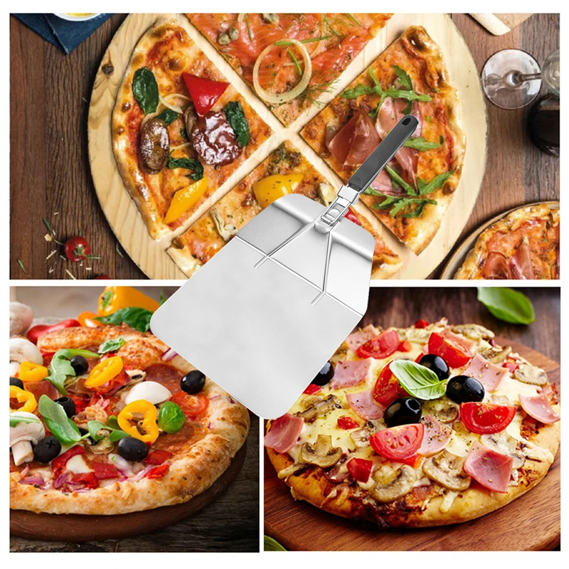 

Лопатка для пиццы, прочная лопатка из нержавеющей стали со складной ручкой, не скользит, для выпечки домашнего пиццы и хлеба