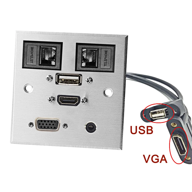 Мультимедийная USB VGA 15P HDMI USB аудио Сетевая розетка из алюминиевого сплава патч-плата сварочная офисная КАБЕЛЬНАЯ СОЕДИНИТЕЛЬНАЯ панель