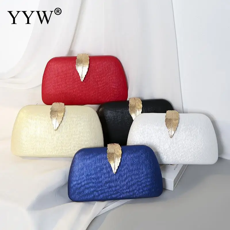

YYW High Quality Leather Clutch Bags Leaf Buckle Evening Bags With Bling Shoulder Cossbody Bags Weeding Party Wallter Day Purse