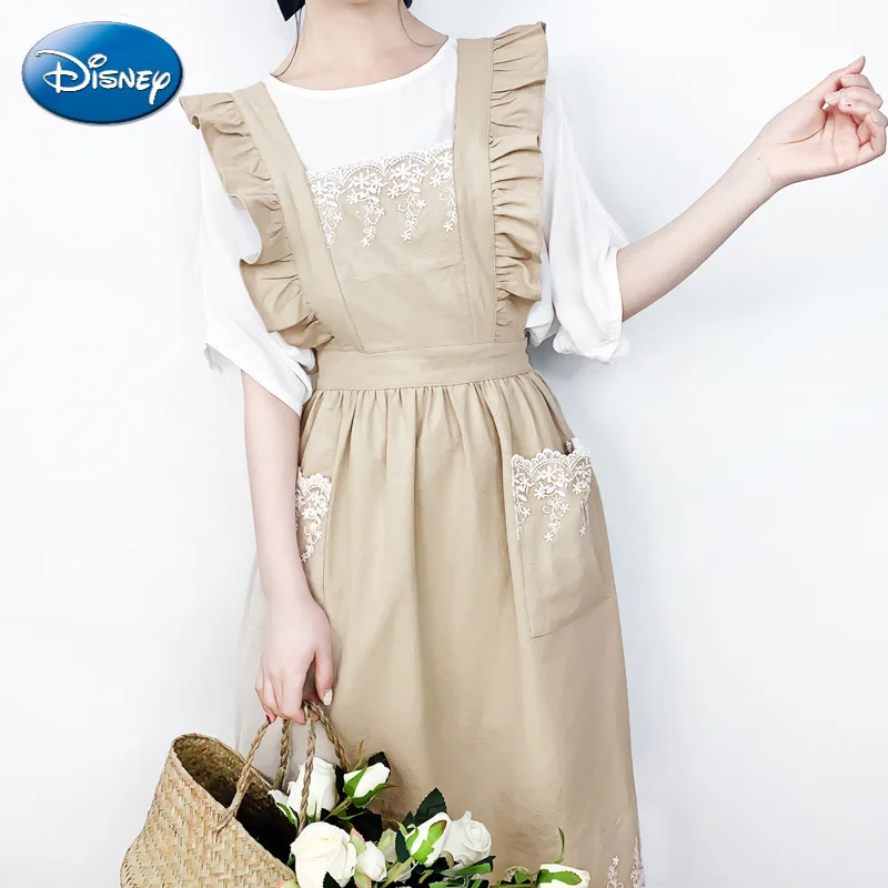 

Disney 2021 new fashion lace, beautiful pure cotton cloth, small fresh apron, comfortable and anti-fouling