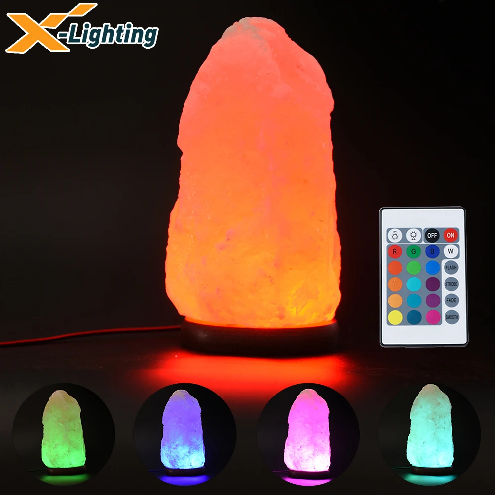 

Himalayan Natural Crystal Rock Salt Lamp RGB USB Power Negative Ion Air Purifier Night Light Colorful Relax Mood