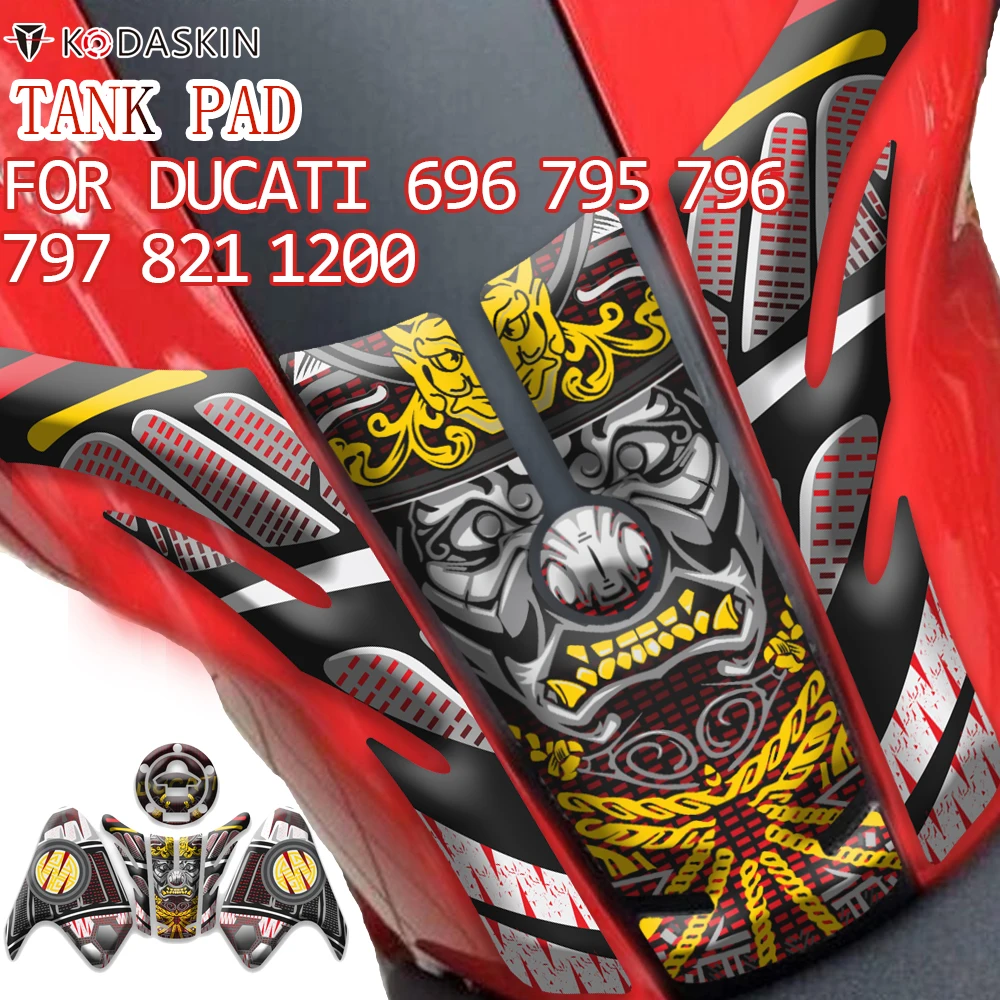 

KODASKIN Motorycle 3D Printing Gas Cap Sticker Fuel Tank Protection Decal Tank Pad Sticker for DUCATI Monster 696 796 795 1100