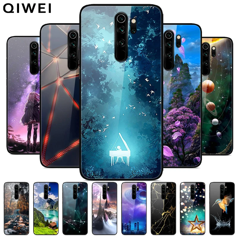 Redmi Note 8 Pro Чехол 6,53 ''стекло твердая задняя крышка для Xiaomi Redmi Note 8 Pro чехлы для телефонов силикон бампер Fundas Redmi Note8 8T