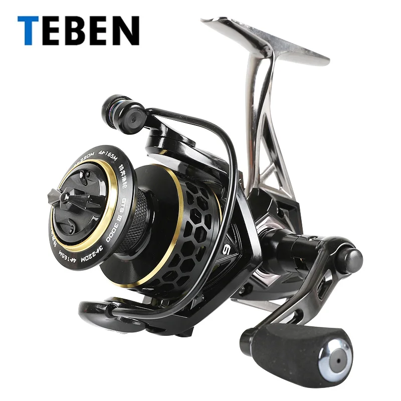 

TEBEN Spinning Fishing Reel Crap Fsihing Wheel Original GTS Ⅲ2000-6000 Metal Body 5.0:1 Ratio 8+1BB 15-20KG Max Drag EVA Handle