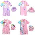 Детский купальный костюм с длинным рукавом, единорог