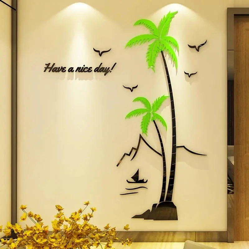 

Acrylic Coconut Wall Stickers Self-adhesive DIY Art Wall Decals 3D Wallpaper Sofa TV Background Wall Decoration