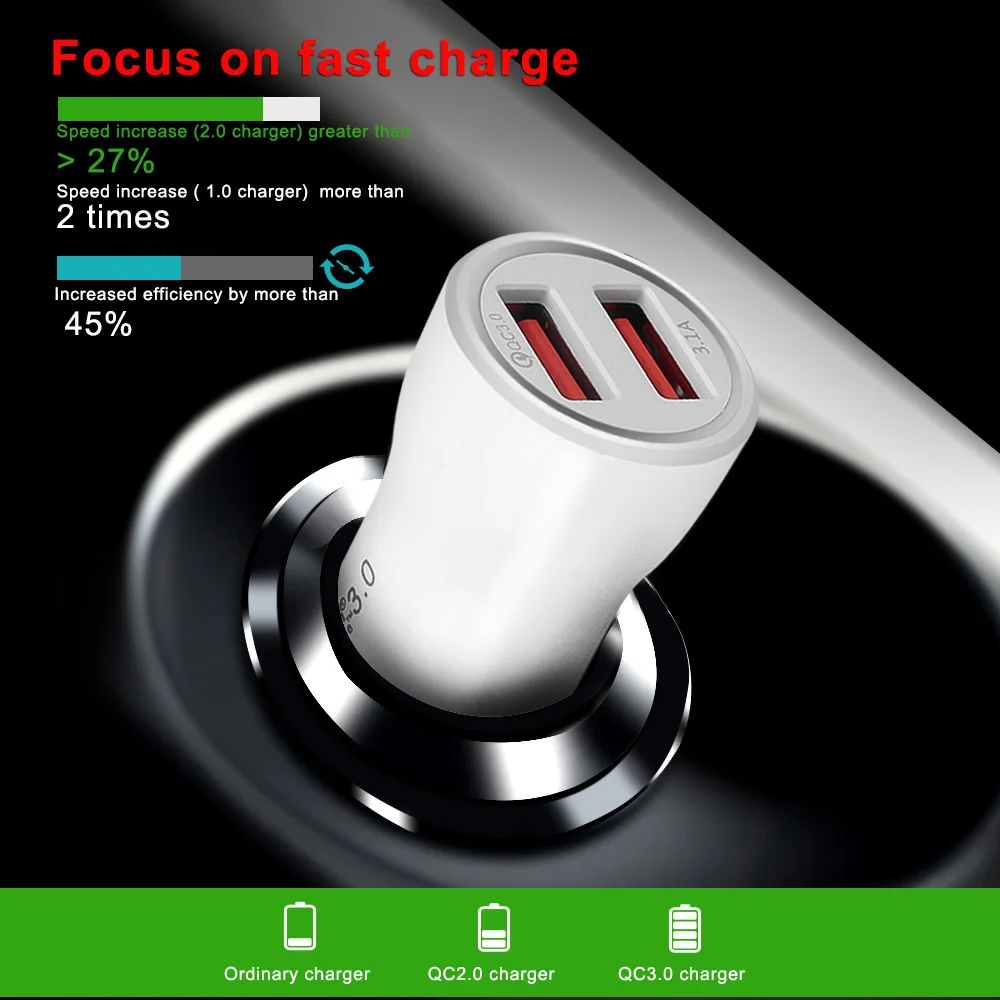 Car Charger Quick Charge USB 3.1A Fast for Xiaomi mi 9 iPhone X 8 Huawei Samsung S9 S8 QC 3.0 Phone | Автомобили и мотоциклы