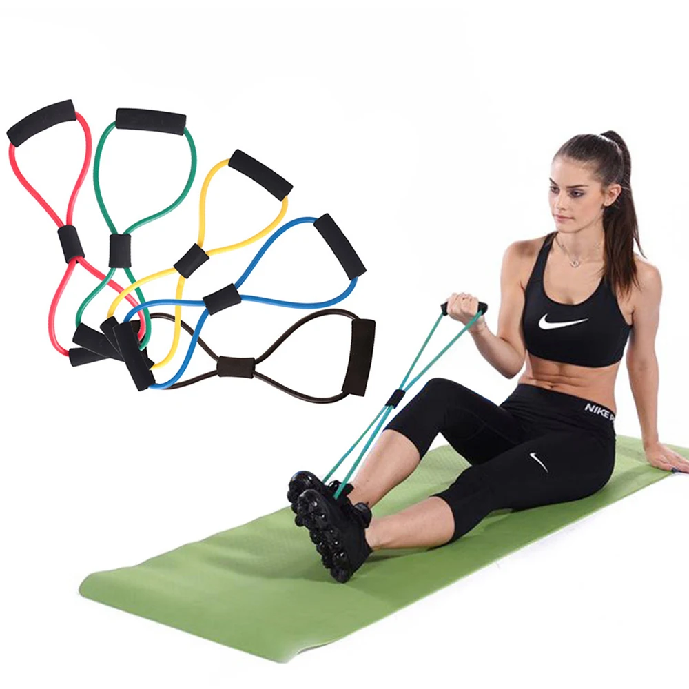 

TPE 8 Word Fitness Yoga Resistance Rubber Bands Exercise At Home Training Elastic Bands Entertainment Portable Fitness Equipment