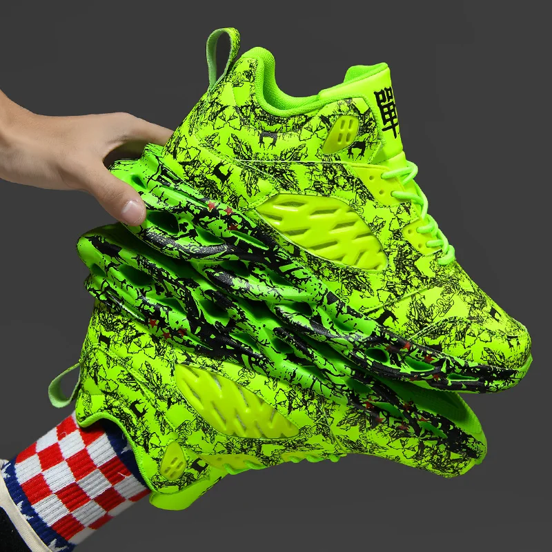 

Men High-Top Cushioning Basketball Shoes Large Size Air Mesh Breathable Sneakers Anti-Skid Outdoor Training Sports Shoes Unisex