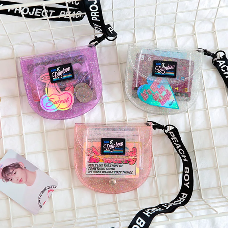 1pcs Milkjoy Transprent Jelly Neck Wallet Laser Halter Girls Coin Purse Storage Letter Card Holder Bag Clutch Women Wallets | Дом и сад
