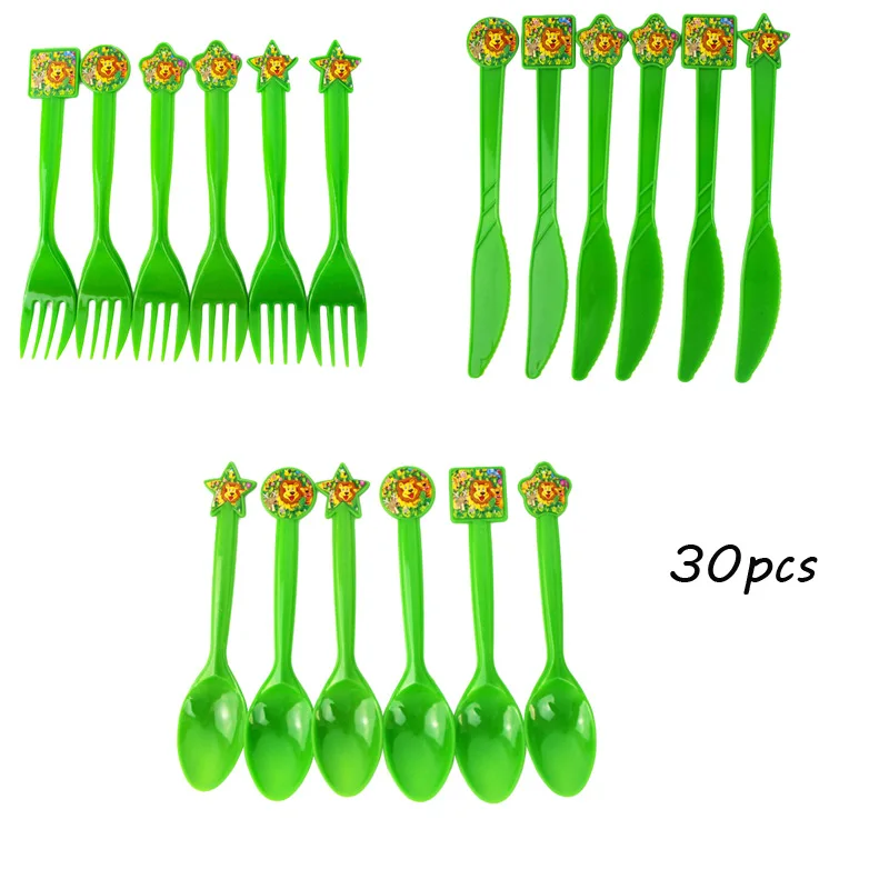 18pcs set Джунгли вечерние животные бумажные тарелки для дня рождения вечерние украшения для детей одноразовые столовая посуда все для праздника свадебные украшения - Цвет: 18pcs set