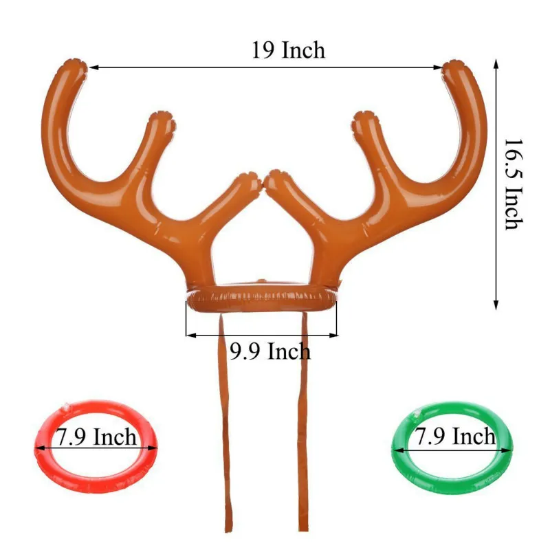 Inflatable Santa Funny Reindeer Antler Hat Ring Toss Christmas Holiday Party Game Supplies Toys images - 6