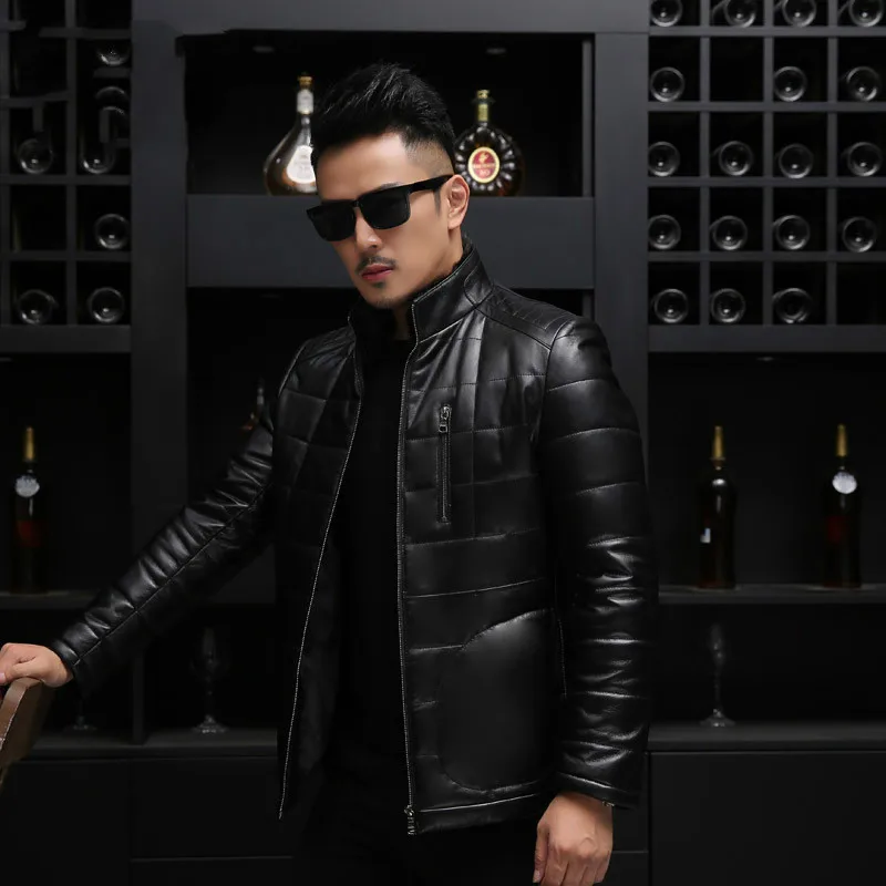Кожаная мужская куртка 2020 норковая Меховая с воротником размера плюс зимняя из