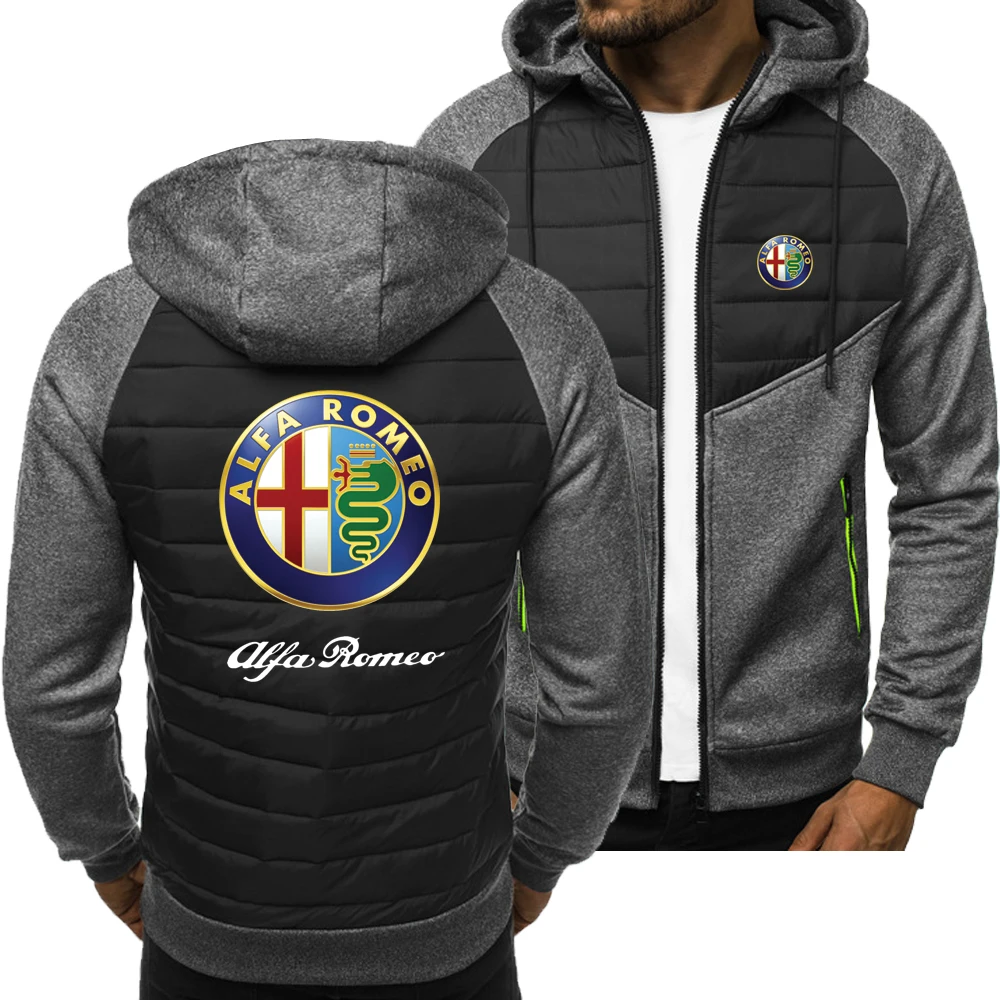 

2021 New Men Alfa Romeo Logo Hoodies Spring Autumn Jacket Casual Sweatshirt Long Sleeve Zipper Hoody