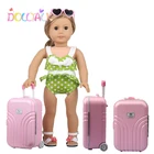 Кукла большой емкости, чемодан розового цвета для новорожденных, Дорожный чемодан 43 см, аксессуары для кукол, 18 дюймов