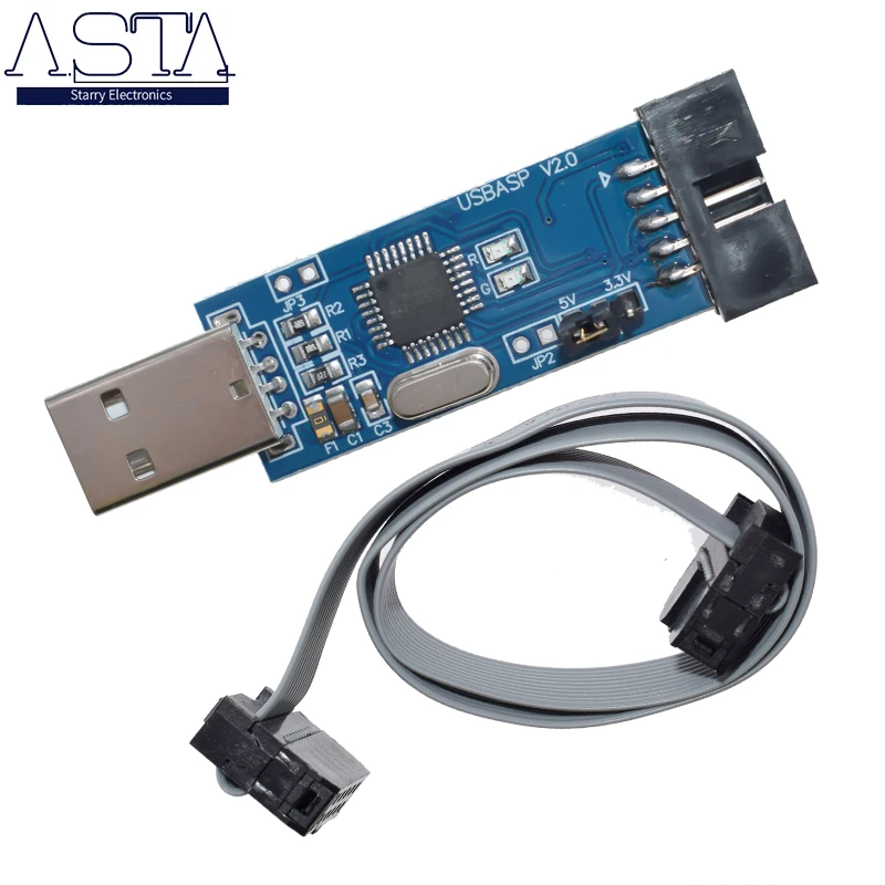 Новый USBASP USBISP AVR программист USB ISP ASP ATMEGA8 ATMEGA128 Поддержка Win7 64K 10Pin до 6 Pin адаптер