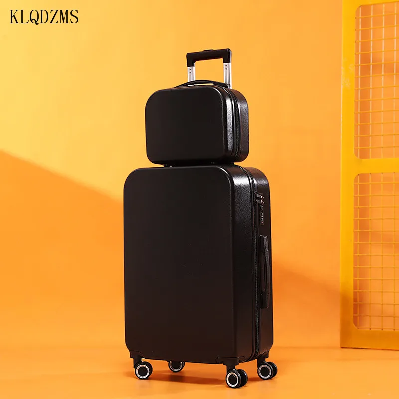 KLQDZMS  18’’20’’24’’26 Inch PC Wheeled Suitcase Trolley With Cosmetic Bag   ABS Colorful Hot Sell Women Rolling Luggage