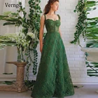 Verngo изысканный изумрудно-зеленое на шнуровке вечерние платья с аппликацией 2021 на тонких бретелях велюровый облегающий корсет Длинные платья для выпускного вечера