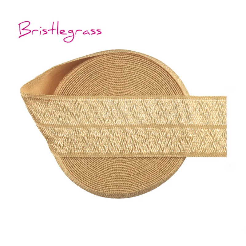 Old Gold BRISTLEGRASS 5 ярдов " 25 мм твердые блестящие FOE сгибаются по эластичности спандекс атласные ленты повязка для волос платье-пачка кружево отделка Шитье - Цвет: Old Gold