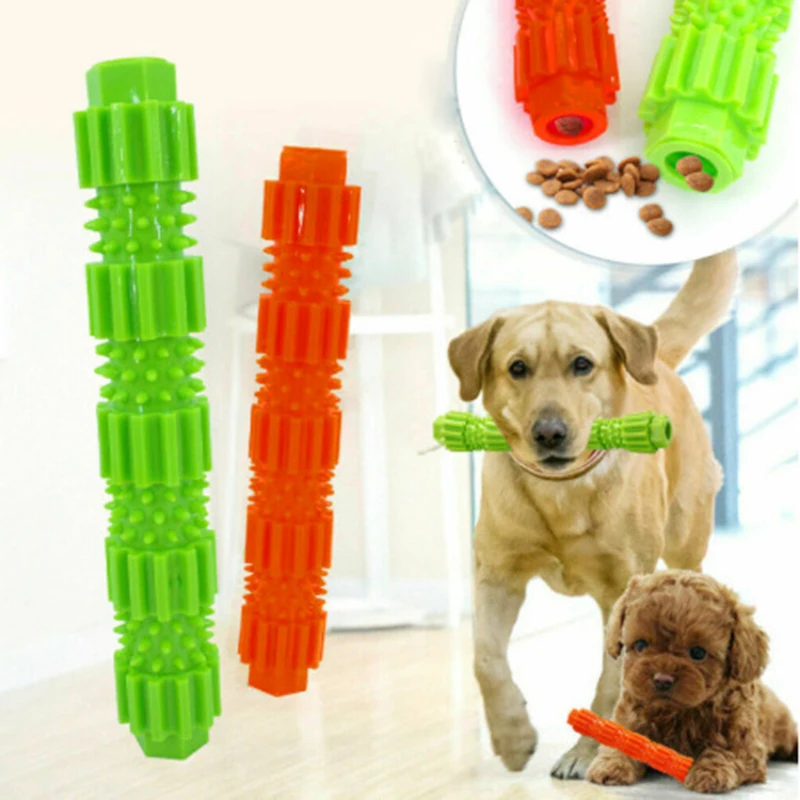 

Dog Chew Toy For Aggressive Chewers Treat Dispensing Rubber Teeth Cleaning Toy TPR Bite-resistant Food Molar Rod Pet Toothbrush