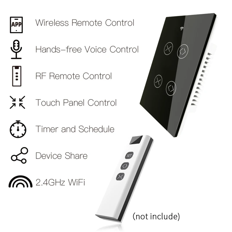 Умный сенсорный выключатель затвора для штор RF433 WiFi работает с Alexa Google Home |