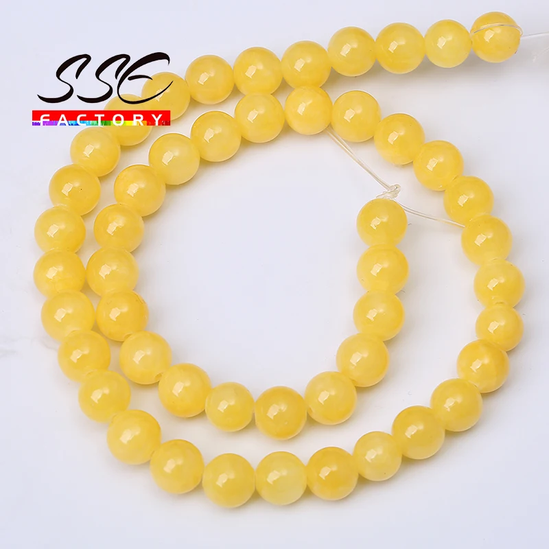 

Natural Stone Dark Yellow Cloud Jades Beads Round Loose Bead For Jewelry Making 15"Inches 4 6 8 10 12mm DIY Bracelet Necklace